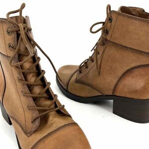 Women's Tan Lace-Up Ankle Boots
